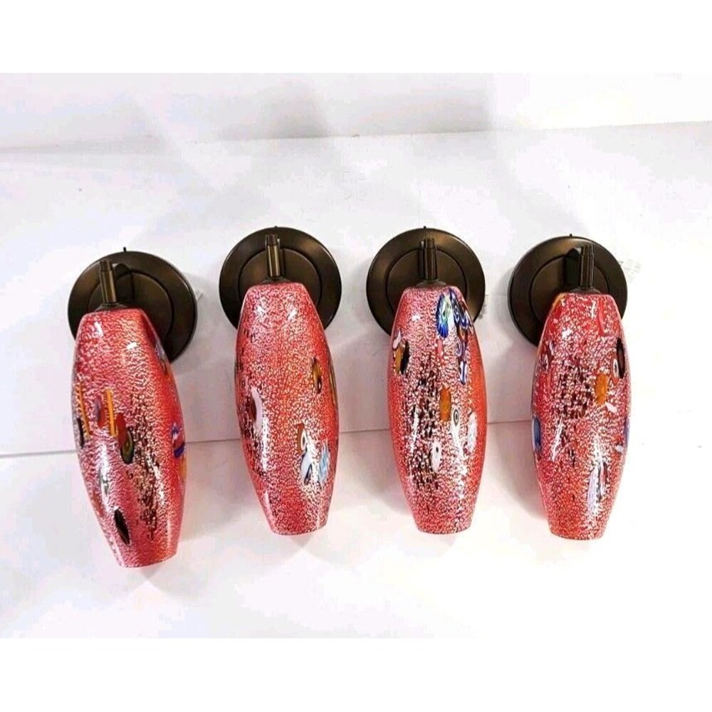 Genuine Hand Blown Lavai Art Glass Lamp Sconce Murano‎ 4 Available Red + Multi
